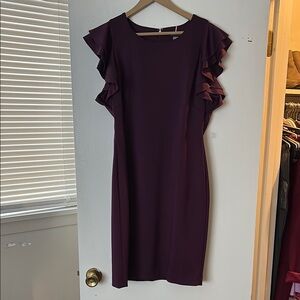 Tommy Hilfiger Purple Sheath Dress with Flutter Sleeves